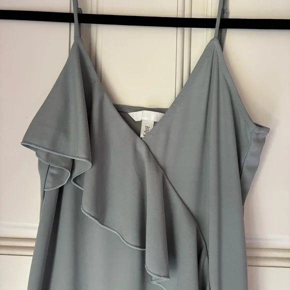 H&M Light Blue-Grey Flounce-Detail Slip Dress - Picture 2 of 11